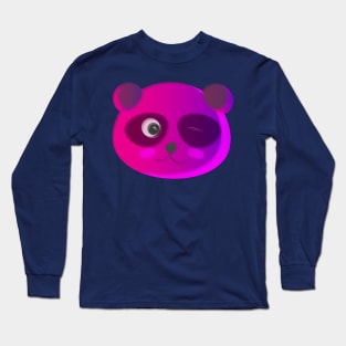 Glitch Panda Neon Face Long Sleeve T-Shirt